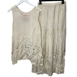 Joey Bisque Playwear Maxi Skirt and Tunic Set Beige Silky Eclectic Size 1 Button